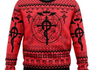 Flamels Cross X Transmutation Circle Fullmetal Alchemist Ugly Christmas Sweater - Image 1