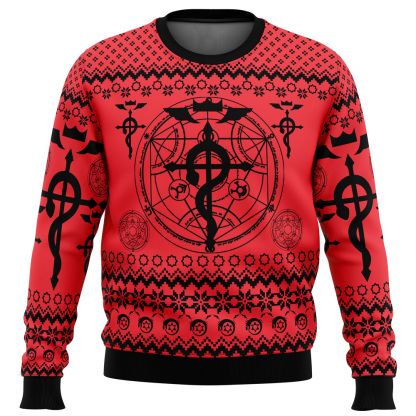 flamels cross x transmutation circle fullmetal alchemist ugly christmas sweater 1 Flamels Cross X Transmutation Circle Fullmetal Alchemist Ugly Christmas Sweater - Image 1