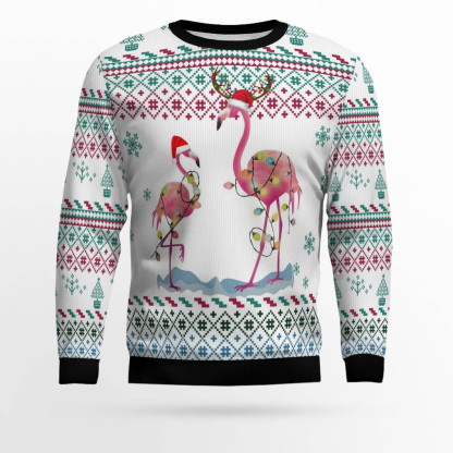 flamingo christmas reunion ugly christmas sweater 1 Flamingo Christmas Reunion Ugly Christmas Sweater - Image 1
