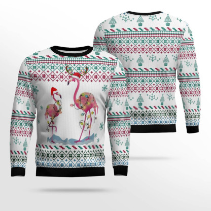 flamingo christmas reunion ugly christmas sweater 2 Flamingo Christmas Reunion Ugly Christmas Sweater - Image 2