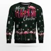Flamingo Merry Flockin Ugly Christmas Sweater - Image 1