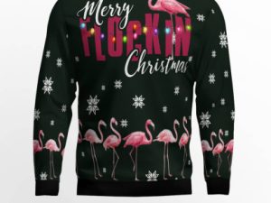 Flamingo Merry Flockin Ugly Christmas Sweater - Image 1