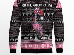Flamingo Naughty List Ugly Christmas Sweater - Image 1