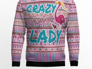 Flamingo Pink Flamingo Lady Ugly Christmas Sweater - Image 1