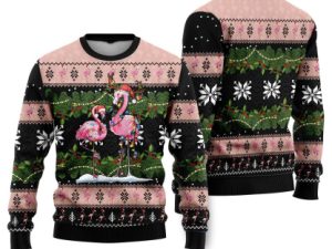 Flamingo Ugly Christmas Sweater Holiday Gift - Image 1