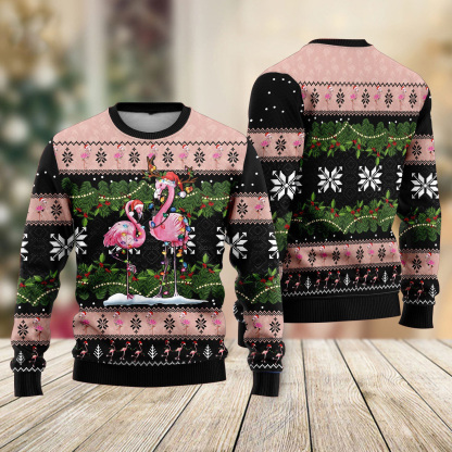 flamingo ugly christmas sweater holiday gift 2 Flamingo Ugly Christmas Sweater Holiday Gift - Image 2