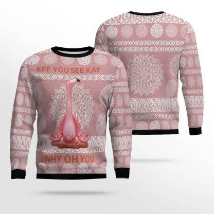 flamingo why oh you ugly christmas sweater 2 Flamingo Why Oh You Ugly Christmas Sweater - Image 2