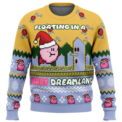floating in a kirby dreamland ugly christmas sweater 1 Floating In A Kirby Dreamland Ugly Christmas Sweater - Image 1