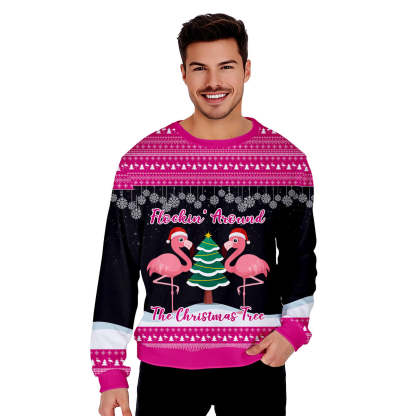 flocking around flamingo funny ugly christmas sweater 2 Flocking Around Flamingo Funny Ugly Christmas Sweater - Image 2