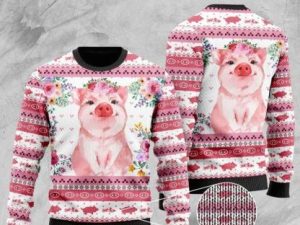 Floral Piggy Ugly Christmas Sweater - Image 1