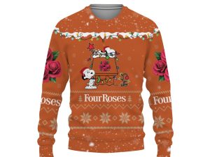 Four Roses American Merry Christmas, Snoopy House Cute Fan Gift-3D Sweatshirt - Image 1