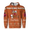 Four Roses American Merry Christmas, Snoopy House Cute Fan Gift-3D Unisex Hoodie - Image 1