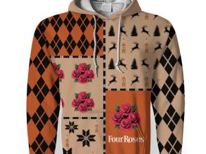 Four Roses Merry Christmas And -3D Unisex Hoodie - Image 1
