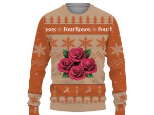 Four Roses Merry Christmas Unisex Gift Fan-3D Sweatshirt - Image 1