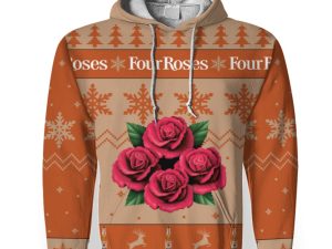 Four Roses Merry Christmas Unisex Gift Fan-3D Unisex Hoodie - Image 1