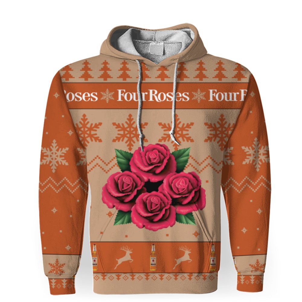 four roses merry christmas unisex gift fan 3d unisex hoodie 1 Four Roses Merry Christmas Unisex Gift Fan-3D Unisex Hoodie - Image 1