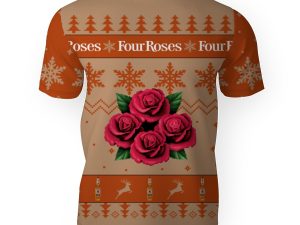 Four Roses Merry Christmas Unisex Gift Fan-3D Unisex T-Shirt - Image 1
