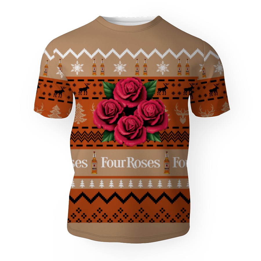 four roses shirts for men with vintage for sale 3d unisex t shirt 1 Four Roses Shirts For Men With Vintage For Sale-3D Unisex T-Shirt - Image 1