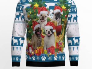 French Bulldog Greeting Ugly Christmas Sweater - Image 1