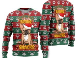 French Bulldog They See You When You Are Eating Ugly Christmas Sweater - Image 1