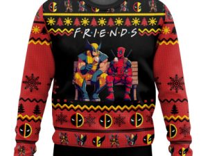 Friends Deadpool Wolverine Ugly Christmas Sweater Holiday Gift - Image 1