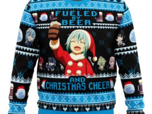 Fueled By Beer That Time I Got Reincarnated As A Slime Ugly Christmas Sweater - Image 1