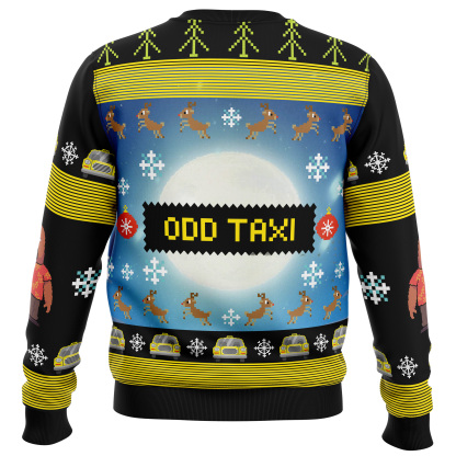 full moon odd taxi ugly christmas sweater 2 Full Moon Odd Taxi Ugly Christmas Sweater - Image 2