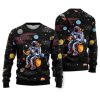 Funny Astronaut Fishing In Space Ugly Christmas Sweater - Image 1