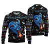 Funny Astronauts Ride A Shark In Space With The Planet Ugly Christmas Sweater - Image 1