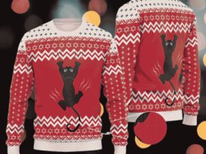 Funny Black Cat Ugly Christmas Sweater - Image 1