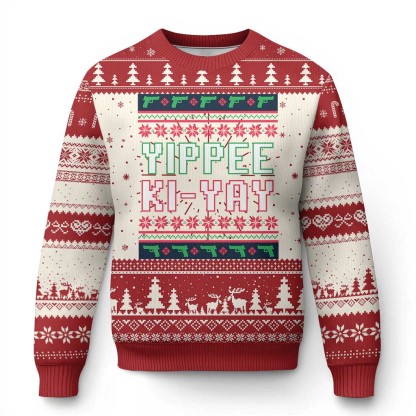 funny christmas nakatomi plaza yipee ki yay ugly christmas sweater 1 Funny Christmas Nakatomi Plaza Yipee Ki Yay Ugly Christmas Sweater - Image 1