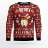 Funny Corgi Merry X Mas Ugly Christmas Sweater - Image 1