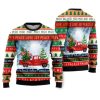 Funny Flamingo With Red Truck Christmas Holiday Ugly Christmas Sweater - Image 1