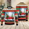 Funny Flamingo With Red Truck Christmas Holiday Ugly Christmas Sweater - Image 2
