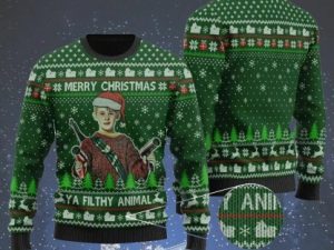 Funny Merry Christmas Ya Filthy Animal Home Alone Ugly Christmas Sweater - Image 1