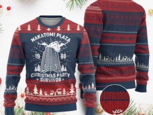 Funny Nakatomi Plaza Ugly Christmas Sweater Xmas Party 1988 Survivor - Image 1