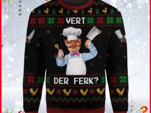 Funny Swedish Chef Vert Der Ferk Ugly Christmas Sweater - Image 1