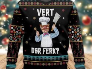 Funny Swedish Chef Vert Der Ferk Ugly Christmas Sweater Holiday Gift - Image 1