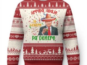 Funny T Ugly Christmas Sweater Arriba Abajo Al Centro Pa Dentro T Drinking Tequila - Image 1