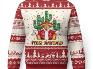 Funny T Ugly Christmas Sweater Feliz Navidad T Santa - Image 1