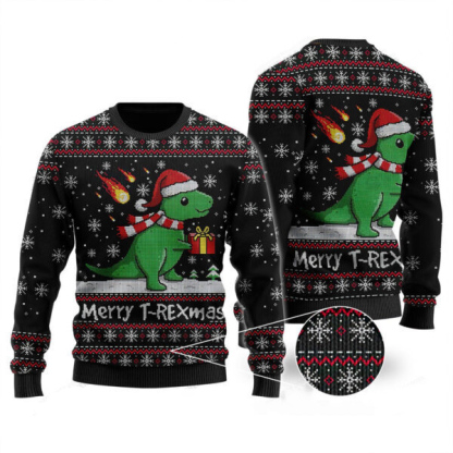 funny tree rex ugly christmas sweater dinosaur t rex xmas sweater 1 Funny Tree Rex Ugly Christmas Sweater Dinosaur T Rex Xmas Sweater - Image 1