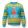 Funny Tropical Xmas Ugly Christmas Sweater Watermelon Summer Snowman - Image 1