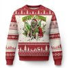 Funny Weed Xmas Ugly Christmas Sweater Merry Juana Santa Skeleton - Image 1