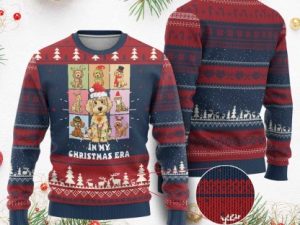 Funny Xmas Dog Ugly Christmas Sweater Santa Golden Doodle In My Christmas Era - Image 1