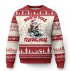 Funny Xmas Fishing Ugly Christmas Sweater North Pole Fishing Hole Cute Santa - Image 1