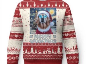 Funny Xmas Golden Retriever Ugly Christmas Sweater - Image 1