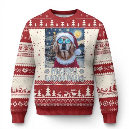 funny xmas golden retriever ugly christmas sweater 1 Funny Xmas Golden Retriever Ugly Christmas Sweater - Image 1