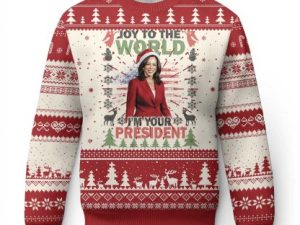 Funny Xmas Harris Ugly Christmas Sweater Joy To The World Im Your Kamala - Image 1