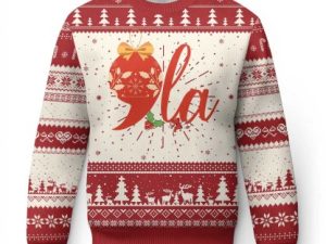 Funny Xmas Kamala Ugly Christmas Sweater Comma La Harris Bauble - Image 1