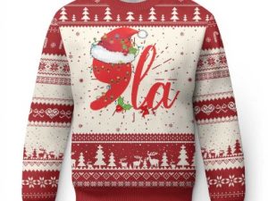 Funny Xmas Kamala Ugly Christmas Sweater Comma La Harris Santa Hat - Image 1